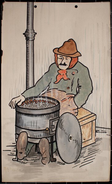 Unbekannt Wien - Porträt eines Maronenverkäufers - 1925 - Aquarell