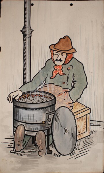 Unbekannt Wien - Porträt eines Maronenverkäufers - 1925 - Aquarell