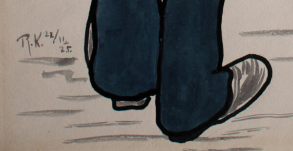 Unbekannt Wien - Humoristische Darstellung, Fahrkartenverkäufer - 1925 - Aquarell