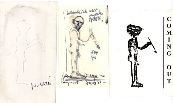 Alexander Vorbau - Männlicher Akt, malend - 1990 - Zeichnungen