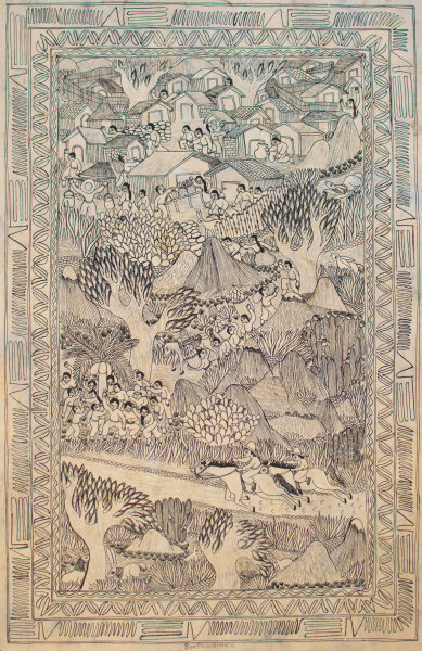 Boni Facio Vanfincio - Dorf im Gebirge Mexiko - o.J. - Zeichnung