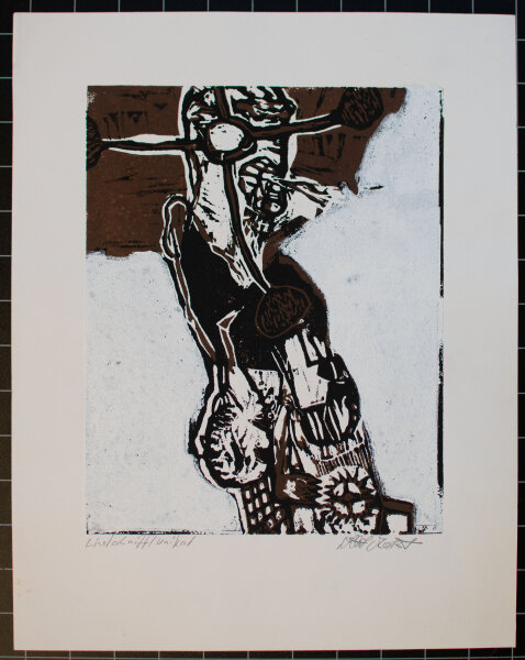 Albert Markert - Eine feuerspeiende Figur - o.J. - Linolschnitt