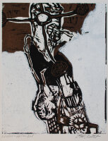 Albert Markert - Eine feuerspeiende Figur - o.J. - Linolschnitt