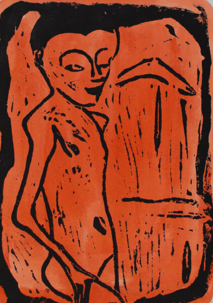 W. Wau - Männlicher Akt - 1967 - Farbholzschnitt