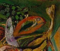 Unbekannt - Stillleben mit Fischen - o.J. - Öl auf...