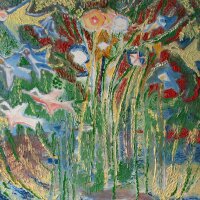 Unbekannt - Abtrakte Komposition mit Blumen und...