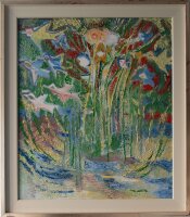 Unbekannt - Abtrakte Komposition mit Blumen und...