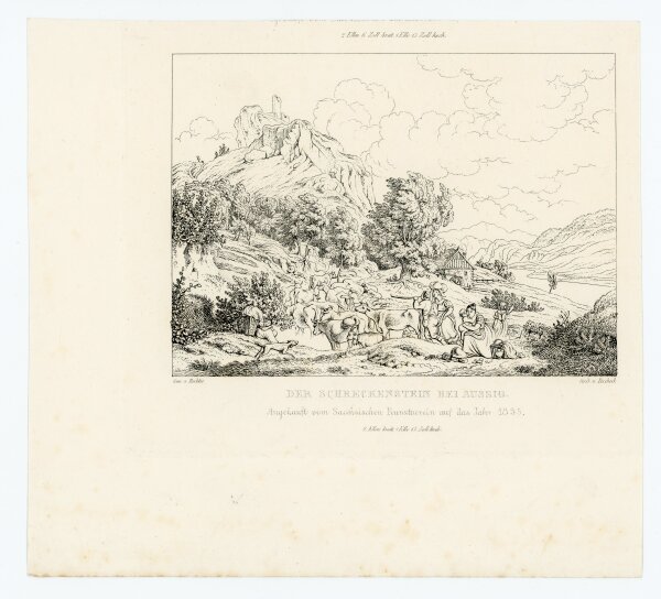 Carl Julius Peschek - Der Schreckenstein bei Aussig - o.J. - Kupferstich