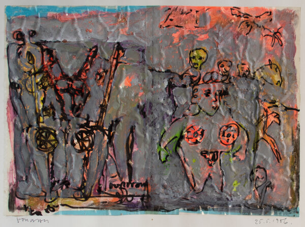 Alexander Vorbau - Das Gute und das Schlechte - 1986 - Aquarell, Collage, Bemalt