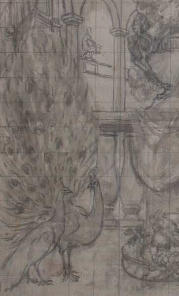 Unbekannt - Vorstudie zu einem Gemälde mit Schlosspark - 19. Jh. - Aquarell