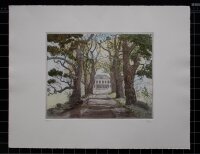 Signiert Voos - Gutshaus mit Allee - o.J. - kolorierte...