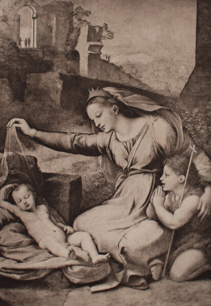 Nach Raffael -  Jungfrau mit dem blauen Diadem - 1890 - Radierung