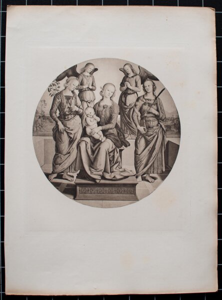 Nach Pietro Perugino - Tondo der Jungfrau mit Kind zwischen zwei Heiligen und zwei Engeln - 1890 - Radierung