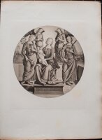 Nach Pietro Perugino - Tondo der Jungfrau mit Kind zwischen zwei Heiligen und zwei Engeln - 1890 - Radierung