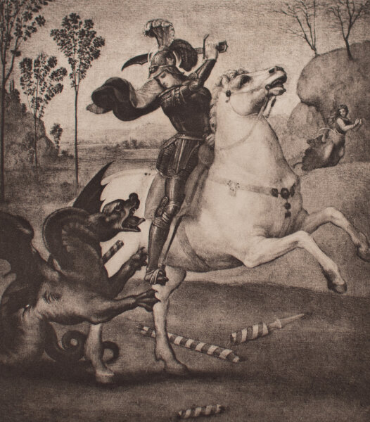Nach Raffael - St. Georg mit Drachen - 1890 - Radierung