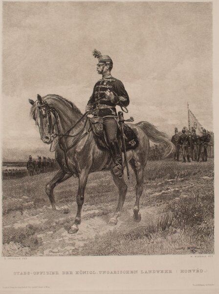 Wilhelm Woernle - Stabs-Offizier der Königl. Ungarischen Landwehr (Honvéd.) - 1873 - Radierung
