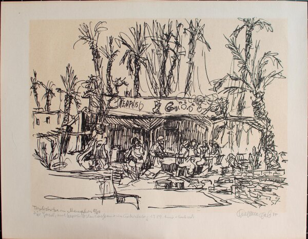 Unleserlich signiert - Trinkstube in Memphis - 1975 - Lithografie