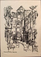 Unleserlich signiert - Hofgang Krameramtsstuben Hamburg - 1979 - Lithografie