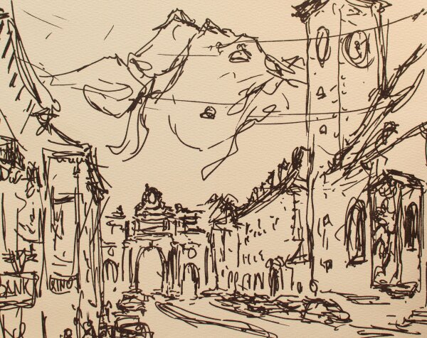 Unleserlich signiert - Innsbruck, Triumphpforte - 1975 - Lithografie