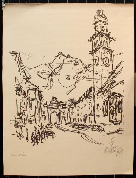 Unleserlich signiert - Innsbruck, Triumphpforte - 1975 - Lithografie