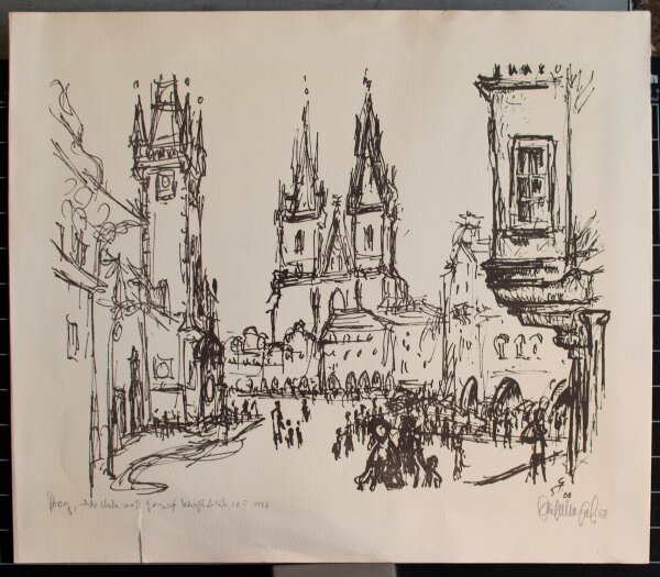 Unleserlich signiert - Prag, Alstäder Ring - 1968 - Lithografie