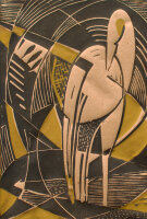 Unleserlich signiert - Storch im Abstraktum - o.J. -...