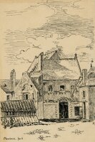 Unbekannt - Postkarte Häuser - o.J. - Tuschezeichnung