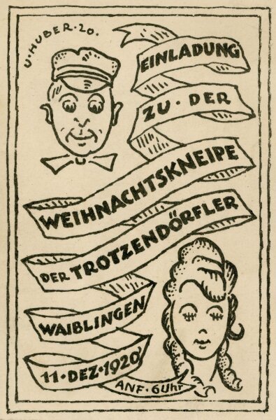 Uli Huber - Einladungskarte Weihnachten - 1920 - Tuschezeichnung