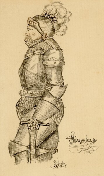 Unbekannt - Ritter im Halbprofil - um 1910 - Tuschezeichnung