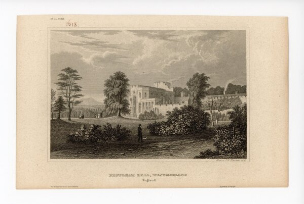 Johann Georg Martini - Brougham Hall in Westmorland in England - 1847 - Stahlstich