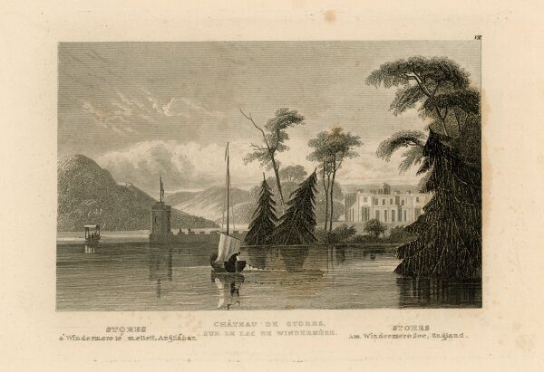 unbekannt - Chateau de stors und der Windermere in England - o.J. - Stahlstich