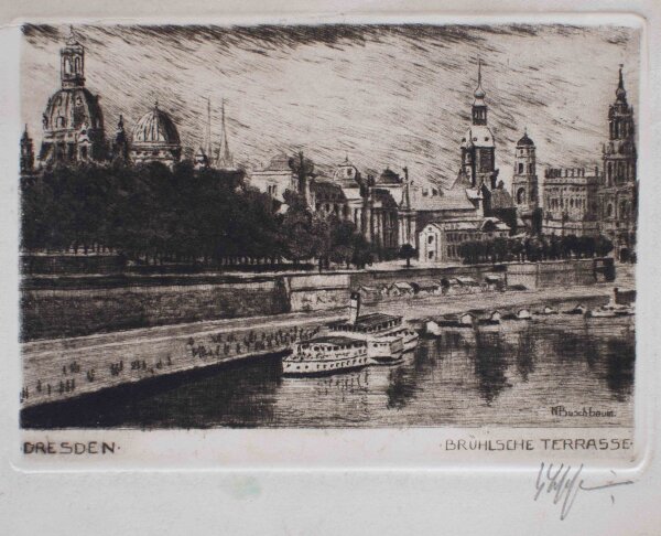 N. Buschbaum - Dresden, Brühlsche Terrassen - o.J. - Radierung