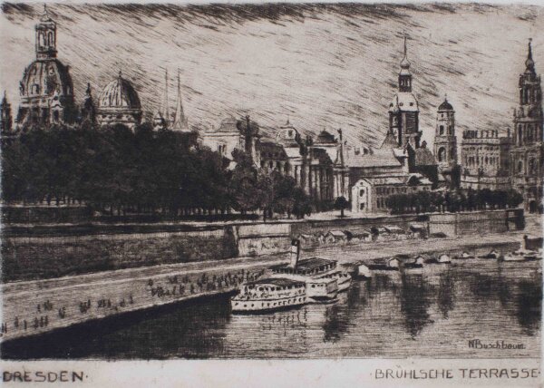N. Buschbaum - Dresden, Brühlsche Terrassen - o.J. - Radierung