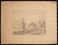 Josef Bitter signiert (unter Künstler Unbekannt) - Stadtmauer am See - Ende 1800 - Zeichnung, Bleistift