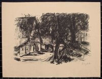 Unleserlich signiert - Hütten im Wald - o.J. -...