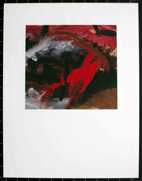Rudolf Draheim - Abstrakte Darstellung in Rot und Schwarz - um 1990 - Mischtechnik