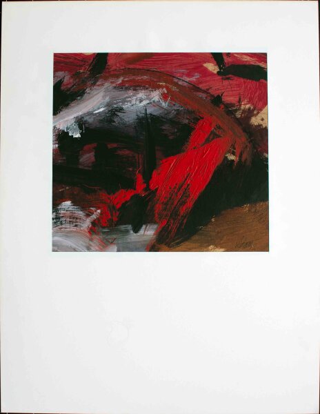 Rudolf Draheim - Abstrakte Darstellung in Rot und Schwarz - um 1990 - Mischtechnik