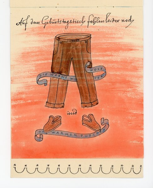 unbekannt - Glückwunschkarte zum Geburtstag  Aquarell von 1949 - 1949 - Tusche/Aquarell