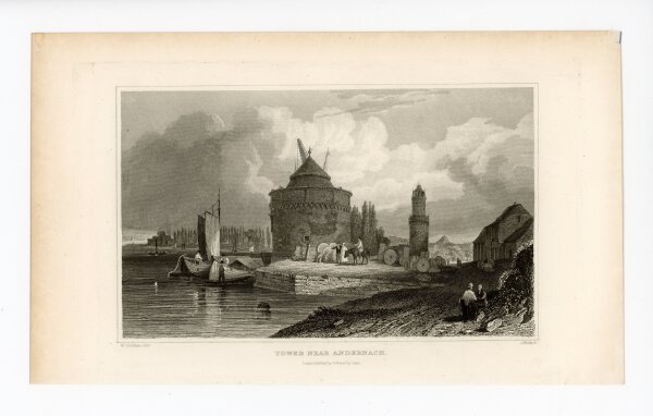 J. Watts - Ein Turm in der Nähe von Andernach - o.J. - Stahlstich