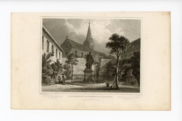 A. Cruse - Das Guttenberg Denkmal in Mainz - o.J. - Stahlstich