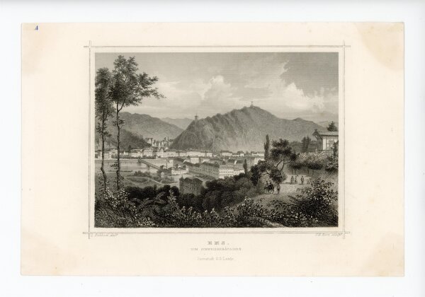 Georg Michael Kurz - Ems vom Schweizerhäuschen aus - o.J. - Stahlstich