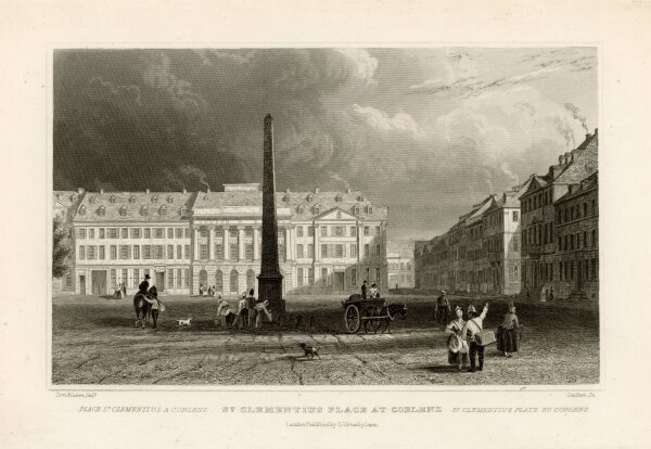 Cutten - Der St. Clementius Platz zu Koblenz - o.J. - Stahlstich