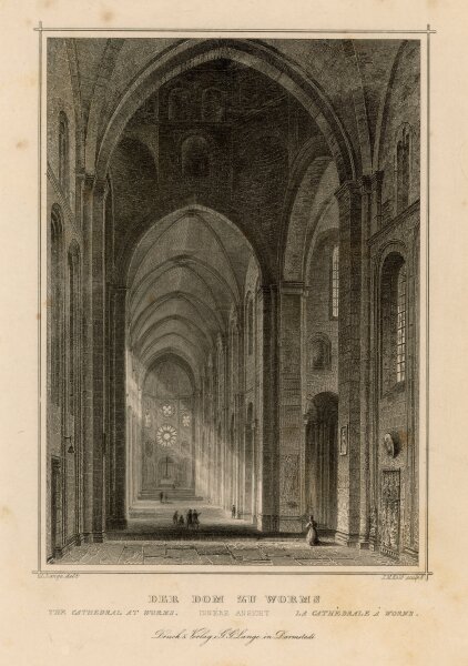 J. M. Kolb - Die Innere Ansicht des Dom zu Worms - o.J. - Stahlstich
