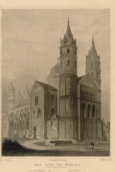 Emil Höfer - Die Vollständige Ansicht des Dom zu Worms - o.J. - Stahlstich