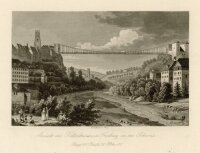Alexander Richard Marx - Die Kettenbrücke in Freiburg - o.J. - Stahlstich