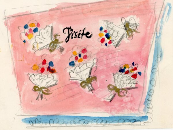 unbekannt - Skizze Blumenstrauß Bleistiftzeichnung Aquarell - o.J. - Bleistift/Aquarell