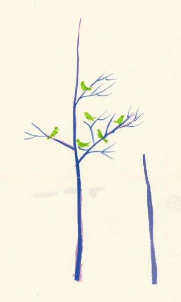 H. Gehrke - Skizze Baum Vögel Aquarell - o.J. - Aquarell auf Papier