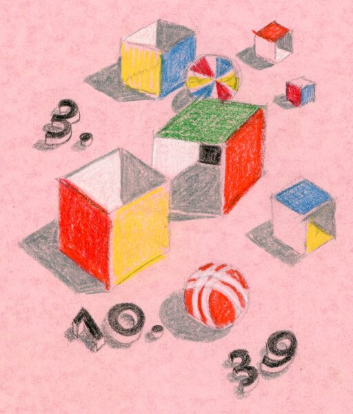 unbekannt - Karte mit Spielzeug von 1939 Buntstiftzeichnung - 1939 - Buntstiftzeichnung