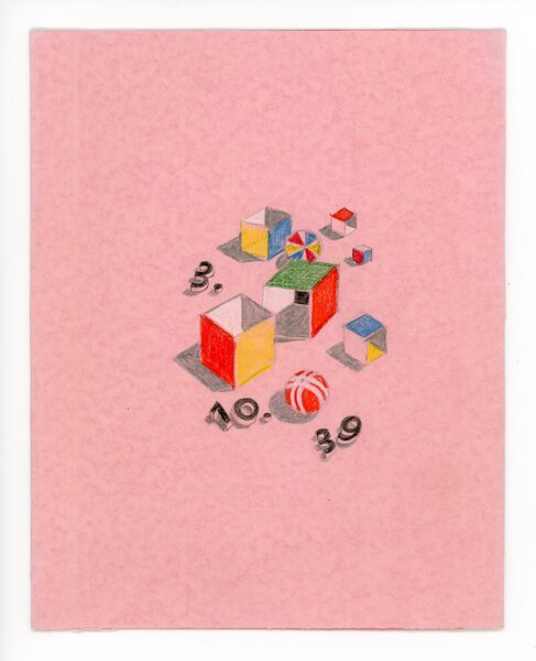 unbekannt - Karte mit Spielzeug von 1939 Buntstiftzeichnung - 1939 - Buntstiftzeichnung