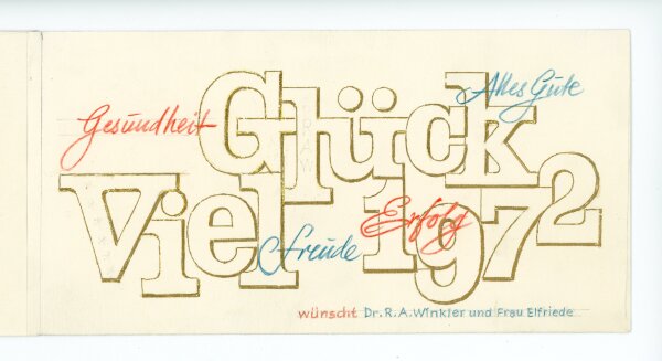 unbekannt - Skizze Glückwunschkarte zum Neujahr 1972 - 1972 - Buntstift